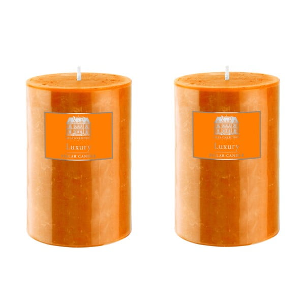Set dvou svíček 10 cm, oranžové, 48 hodin hoření