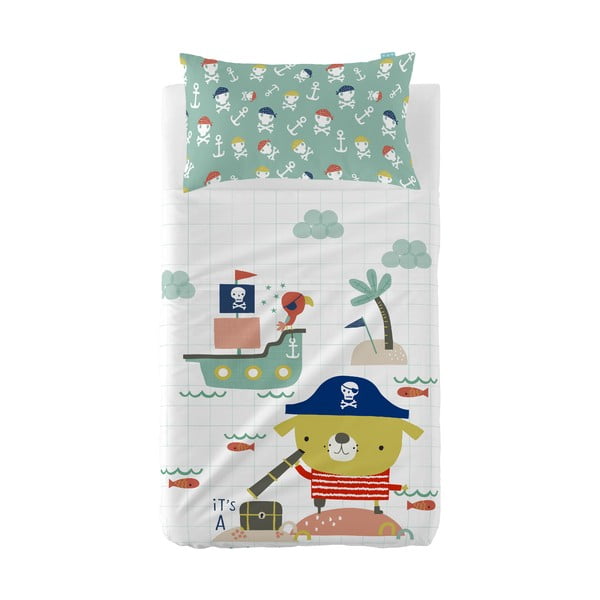 Тънка покривка за легло и калъфка за възглавница Pirate Life, 120 x 180 cm - Moshi Moshi