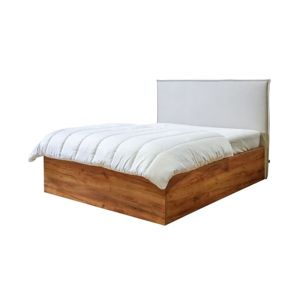 Бежово-натурално двойно легло с място за съхранение с решетка 140x190 cm Cara - Bobochic Paris