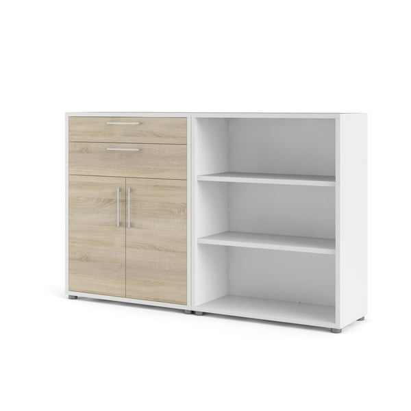 Бяло-естествена модулна библиотека от дъбов декор  178x113 cm Prima – Tvilum