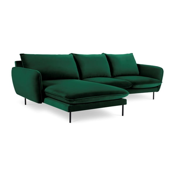 Ъглов диван от зелено кадифе , ляв ъгъл Vienna - Cosmopolitan Design