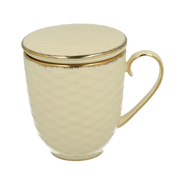 Бяла порцеланова чаша с цедка Кошница, 400 ml - Duo Gift