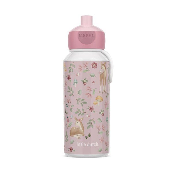 Светлорозова пластмасова детска бутилка 400 ml Fairy Garden – Mepal