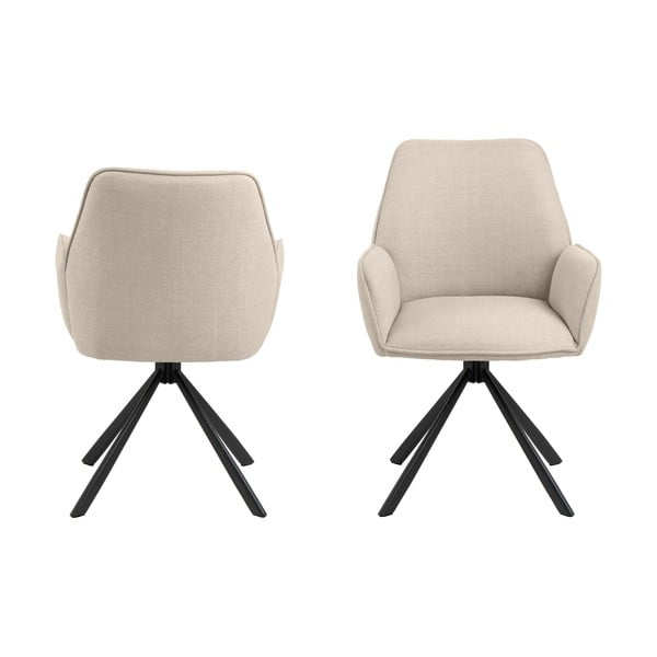 Бежови тапицирани трапезни столове в комплект с подлакътници 2 бр. Glenda – Actona-image-2
