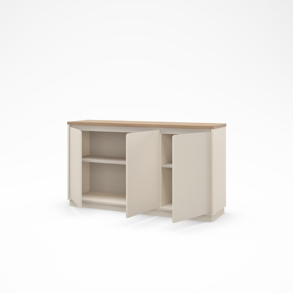 Бежов скрин от дъбов декор  152x84x40 cm Loreta – Marckeric-image-4