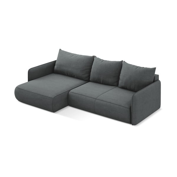 Сив разтегателен ъглов диван с място за съхранение (ляв ъгъл) Nanea – Makamii-image-4