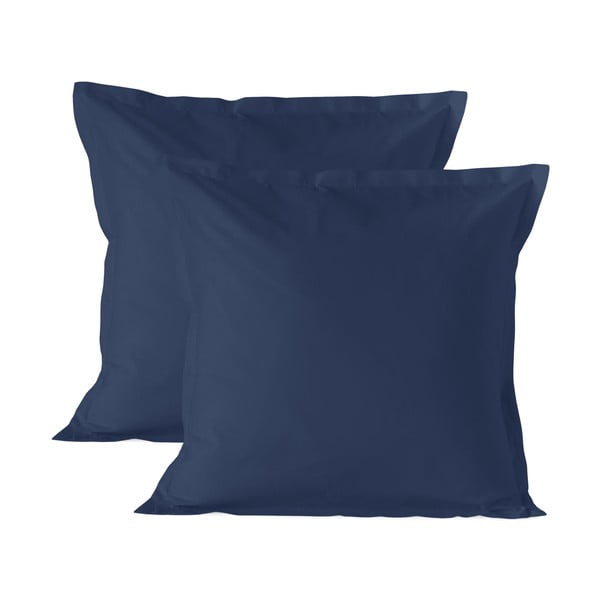 Sada 2 tmavě modrých bavlněných povlaků na polštář Happy Friday Basic, 60 x 60 cm