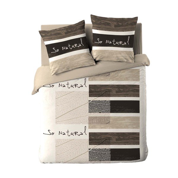 Кафяво двойно /удължено 3 части памучно спално бельо 240x220 cm So Natural – douceur d'intérieur
