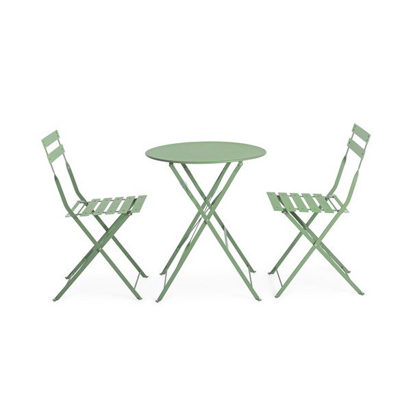Светлозелен  стоманен градински комплект за хранене за 2 Austin – Bizzotto