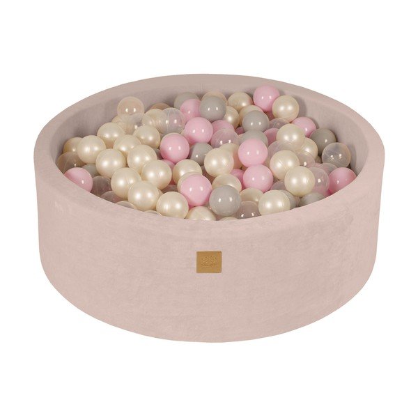 Кремав кадифен басейн с топки ø 90x30 cm Montessori – Meowbaby