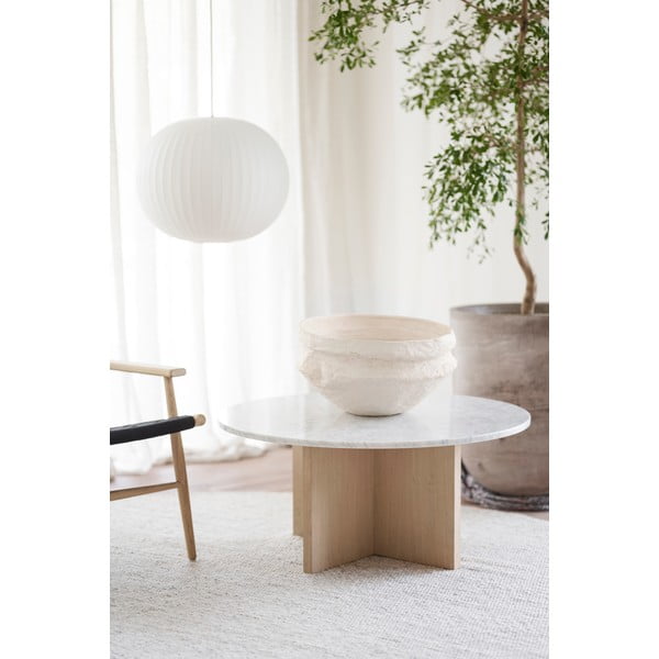 Бяла мраморна кръгла масичка за кафе 90x90 cm Brooksville - Rowico-image-2