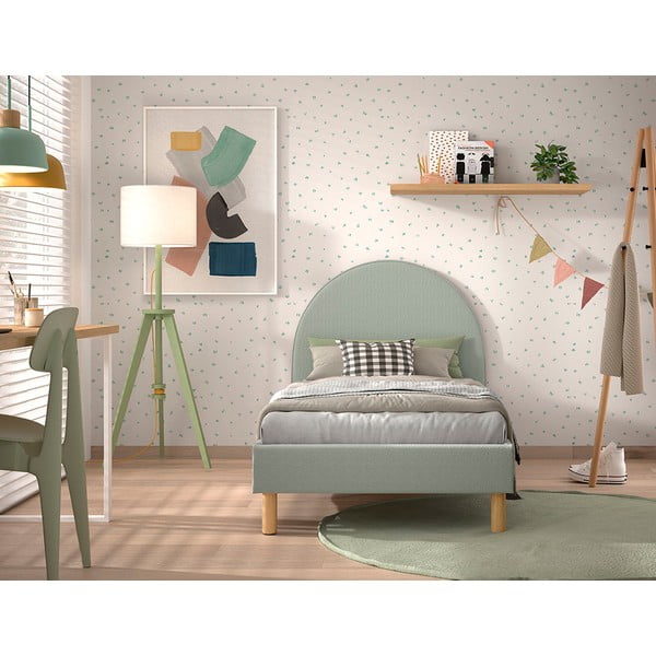 Зелено тапицирано единично легло с решетка 90x200 cm MOON - Vipack-image-3