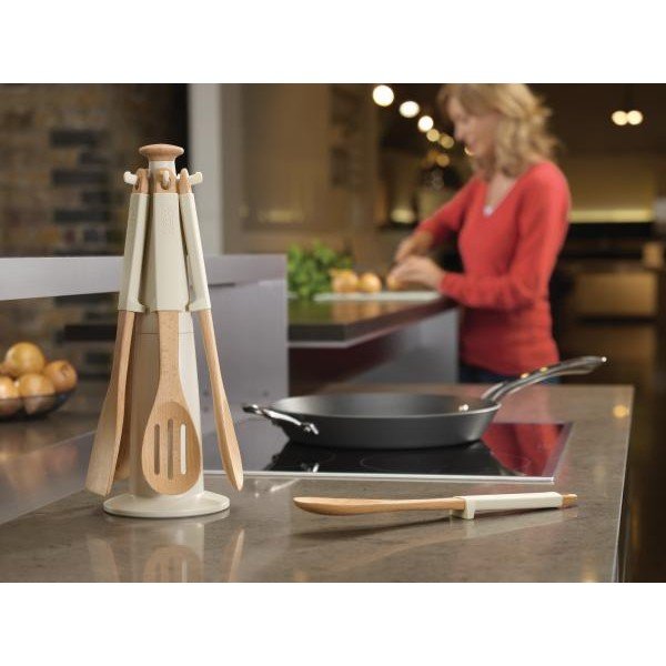 Stojan s nástroji Elevate Wood Carousel, béžový-image-1