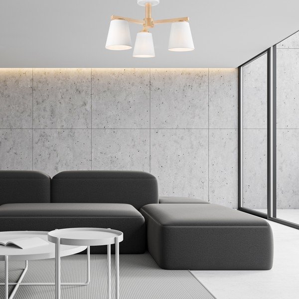 Бяла лампа за таван с текстилен абажур ø 15 cm Ellie - LAMKUR-image-2