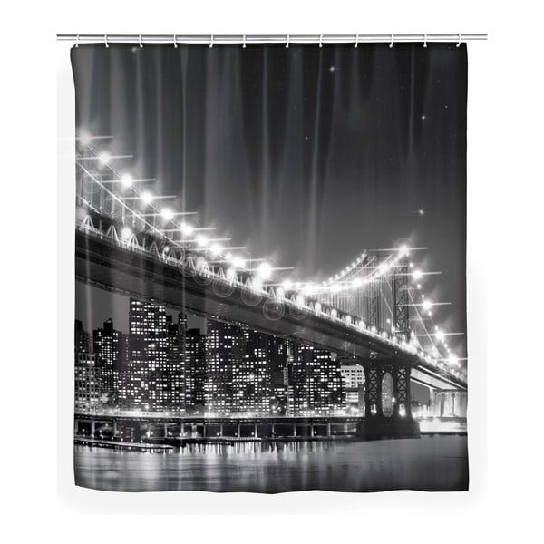 Сива завеса за душ Led , 180 x 200 cm Brooklyn Bridge - Wenko