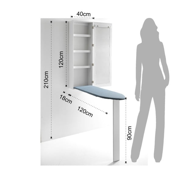 Стенна дъска за гладене с огледало Pratiko - Tomasucci-image-3