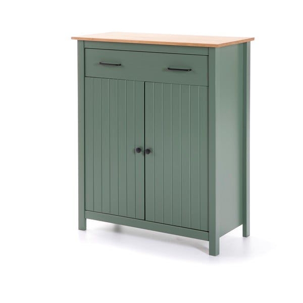 Зелен/естествен висок скрин от масивен бор 90x110 cm Miranda – Marckeric-image-2