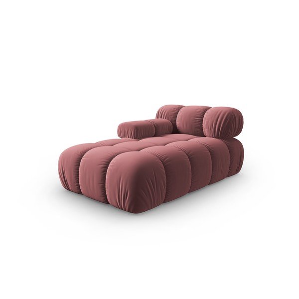Розов кадифен модул за диван (ляв ъгъл) Bellis - Micadoni Home-image-3
