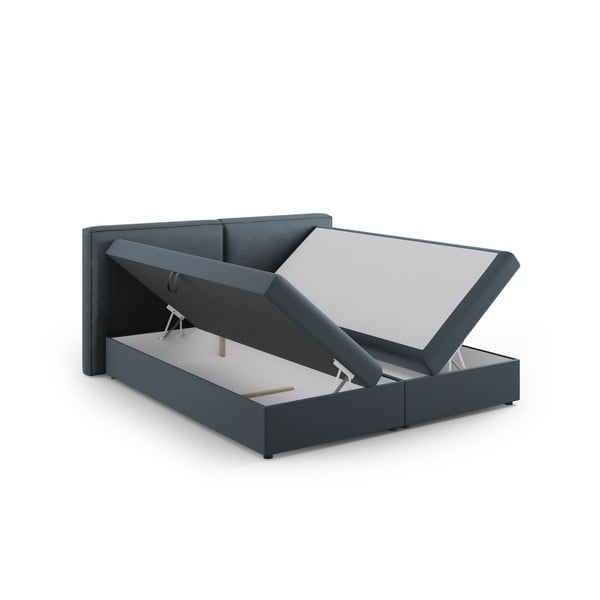 Синьо  боксспринг легло с място за съхранение 180x200 cm Arendal – Cosmopolitan Design-image-3