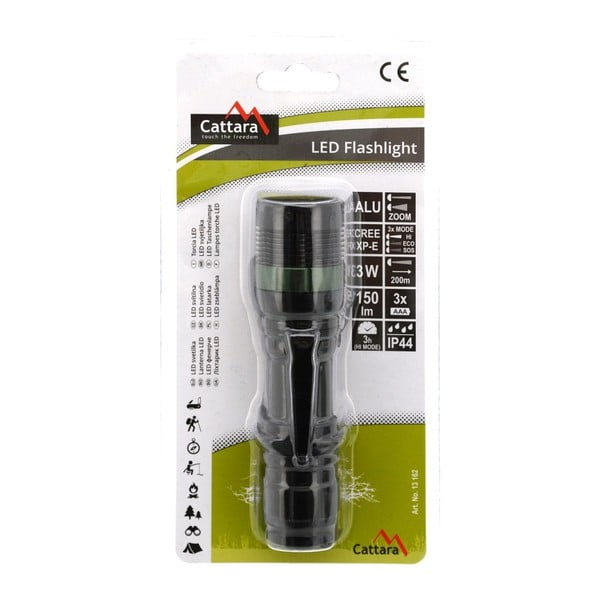 Černá kapesní LED svítilna Cattara ZOOM-image-4