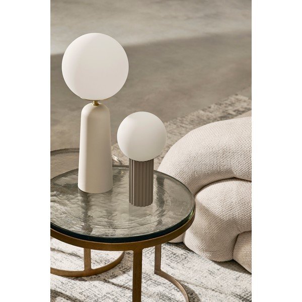 Бяла метална настолна лампа със стъклен абажур (височина 51 cm) Delphine – Bizzotto-image-1