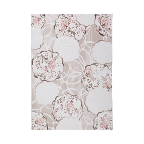Růžový květovaný koberec Reyhan, 80x150 cm