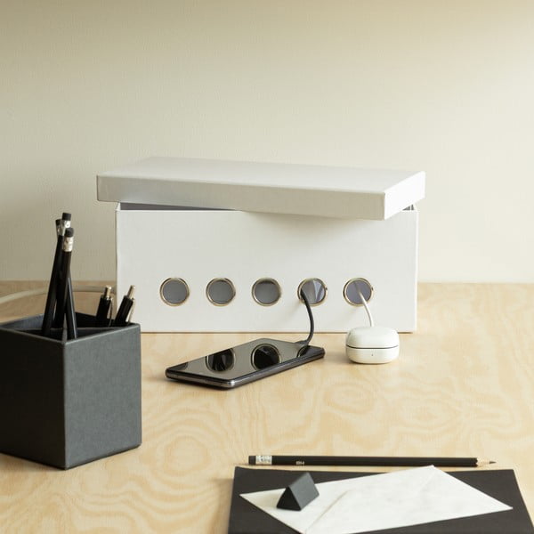 Бял картонен органайзер за кабели Cordy Paper Laminate – Bigso-image-1