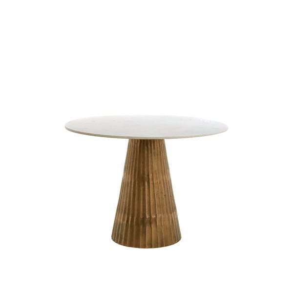 Кръгла маса за хранене в бяло и бронз с мраморен плот ø 100 cm Leyda - Light & Living-image-4