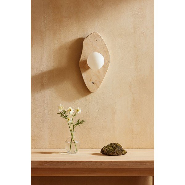 Бежова каменна стенна лампа ø 10 cm Hilde – Opviq lights-image-2