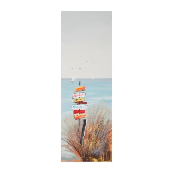 Ръчно рисувана картина в рамка от борова дървесина Плажна табела, 30 x 90 cm - Mauro Ferretti