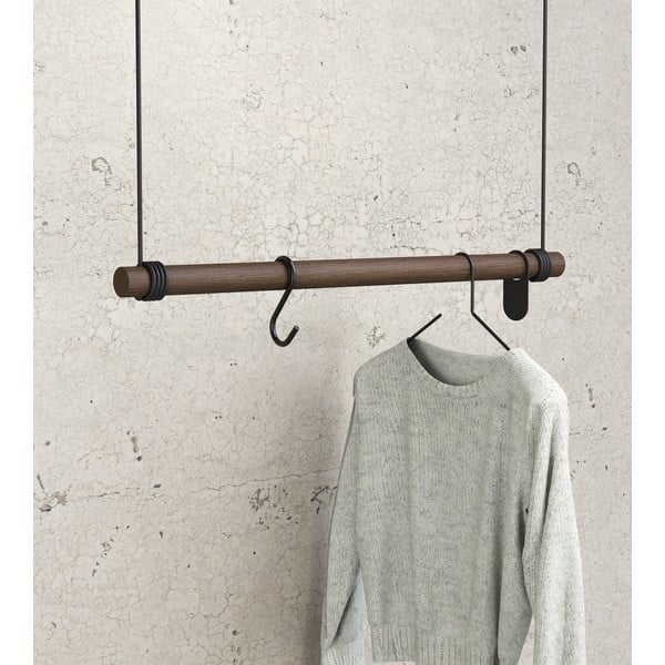 Кафява стенна закачалка от масивен дъб 80 cm Swing M – LIND DNA-image-1