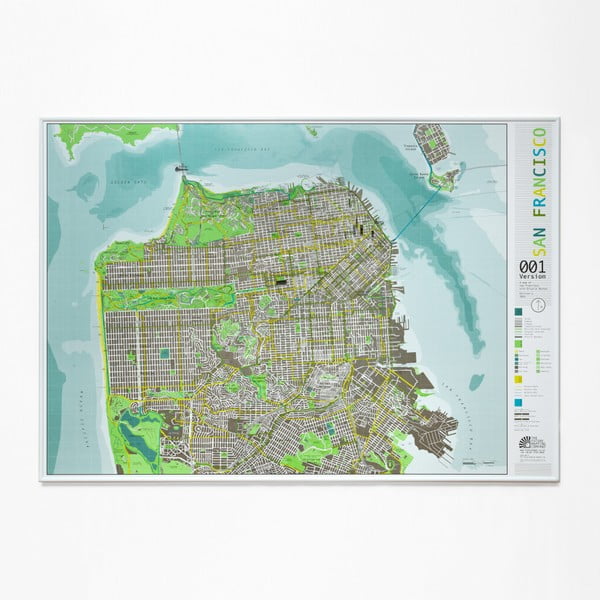 Zelená mapa San Francisca The Future Mapping Company Street Map, 100 x 70 cm