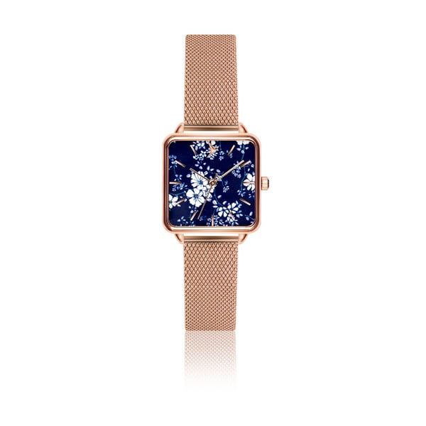 Дамски часовник с каишка от неръждаема стомана в розово злато Square - Emily Westwood