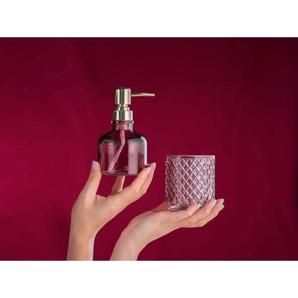 Тъмнорозова стъклена чаша за четки за зъби Atessa – Wenko-image-1