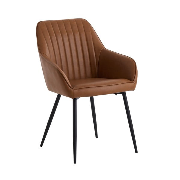 Кафяви тапицирани трапезни столове в комплект с подлакътници 2 бр. Nolan Stripe – Unique Furniture