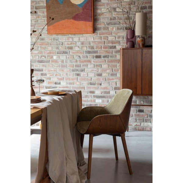 Зелен тапициран трапезен стол с подлакътници Taylor – Dutchbone-image-1