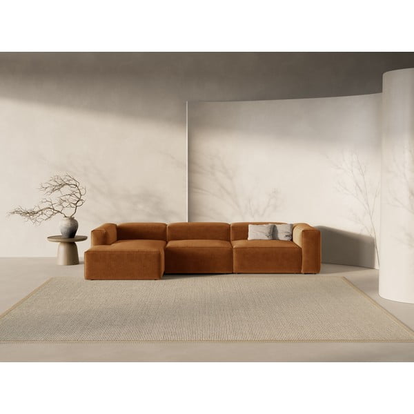 Ъглов диван в тухлен цвят (ляв ъгъл) Bergamo – Cosmopolitan Design-image-1