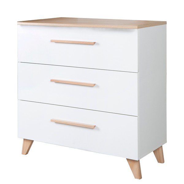 Бял детски скрин в дъбов декор  с маса за преповиване 88,5x99x76 cm Léon – Roba-image-4