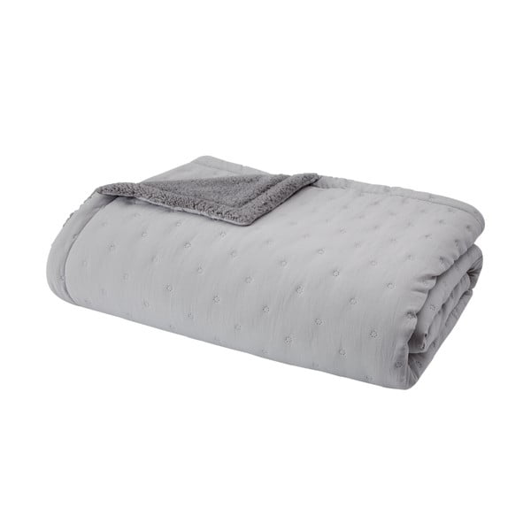 Сиво капитонирано покривало за легло от шерпа 220x230 cm Cosy Nori – Catherine Lansfield