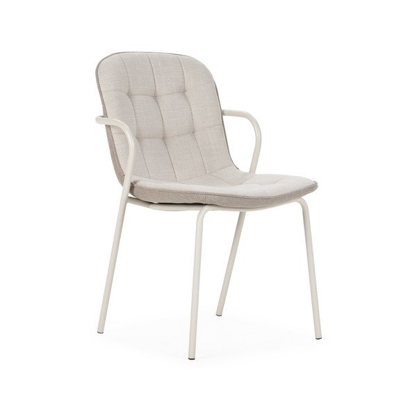 Бежов тапициран трапезен стол с подлакътници Angie – Marckeric