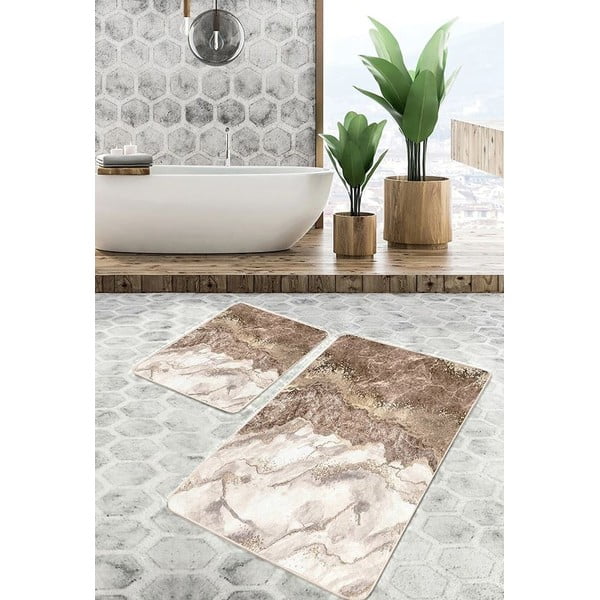 Кафяви изтривалки за баня в комплект от 2 бр. 60x100 cm - Mila Home-image-3