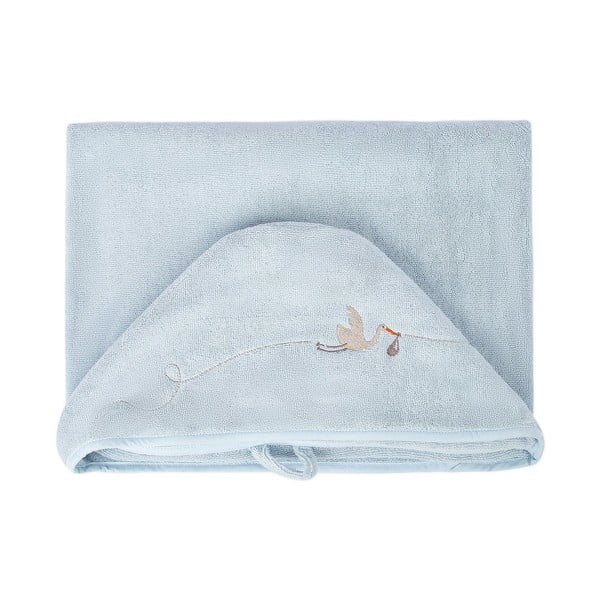 Синя памучна бебешка кърпа с качулка 80x135 cm Bebemarin - Foutastic