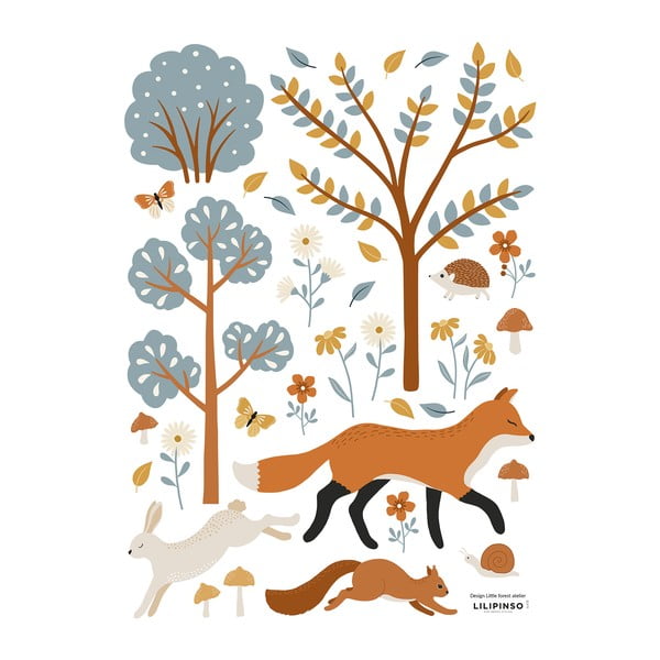 Лист със стикери 30x42 cm Woodland Animals & Fox - Lilipinso