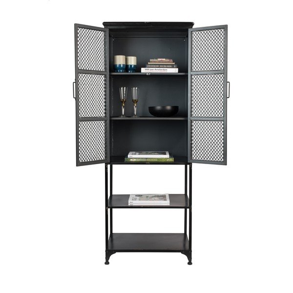 Черен метален шкаф 60x161 cm Denver - Dutchbone-image-4