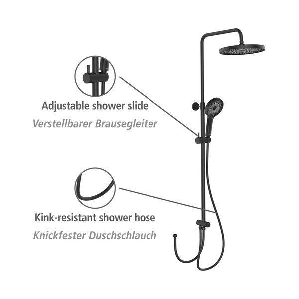 Комплект за душ от черна неръждаема стомана 120cm Soft Water - Wenko-image-4