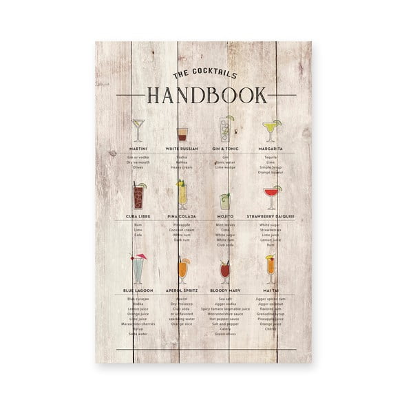 Дървена табела 40x60 cm Cocktails Handbook - Really Nice Things