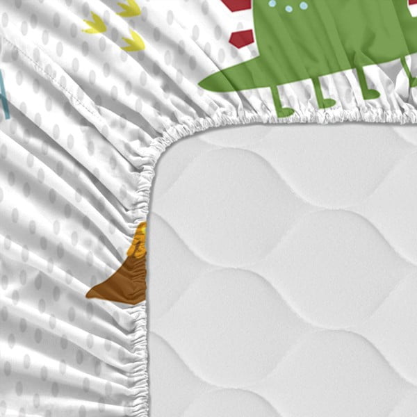 Детски памучен чаршаф , 90 x 200 cm Funnysaurus - Moshi Moshi-image-2