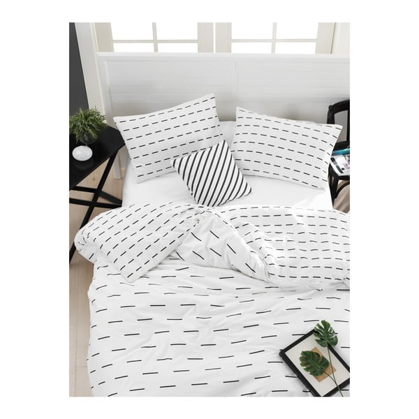 Чаршаф за двойно легло със спално бельо от памук ранфорс, бял, 200 x 220 cm Cubuk - Mijolnir