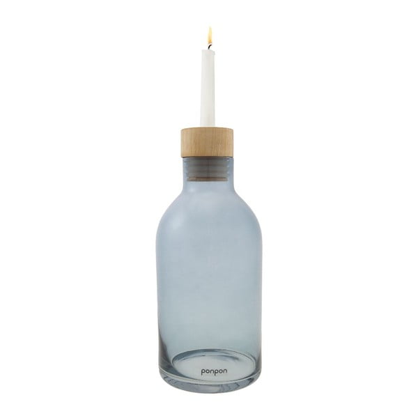 Váza/svícen Bottle 25,5 cm, modrá