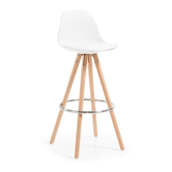 Bílá barová židle s dřevěným podnožím La Forma Stag